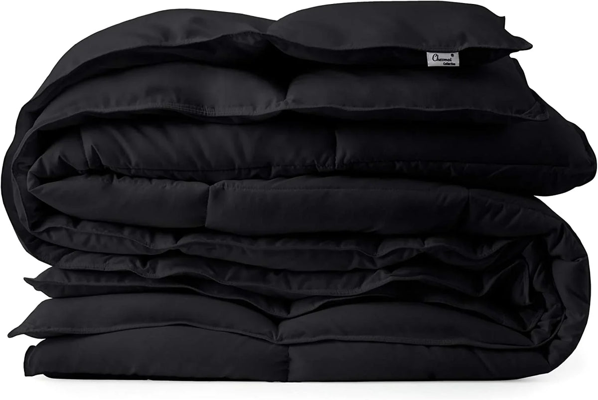 Quilted Comforter Black) King (Cal Tabs Fill Microfiber Stitch - King, Box All Chezmoi Insert Alternative Plush Season - Corner - California Collection Down Size Duvet with