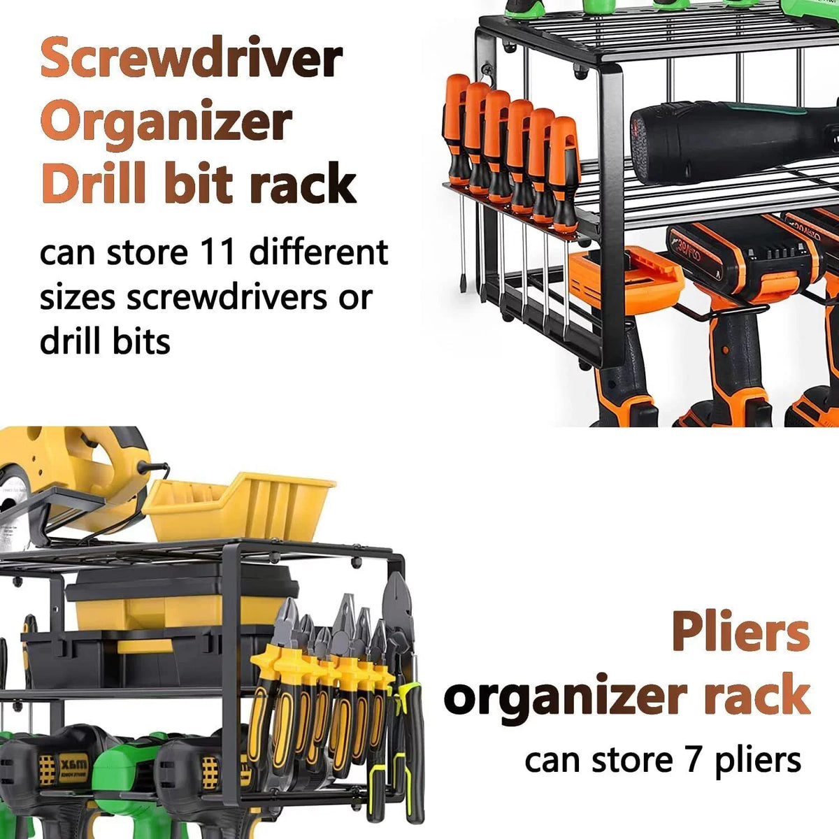 Holder, Power Organizer Cordless Wall-Mounted 2PCS Drill Tool Rack Duty Heavy