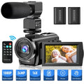 Camcorder 3" Camera 24MP 16X FHD Zoom Recorder with Rotatable Camera 30FPS Digital Digital Camera 1080P YouTube Vlogging 270 Screen Batteries Video Degrees Control,2 LCD Microphone,Remote