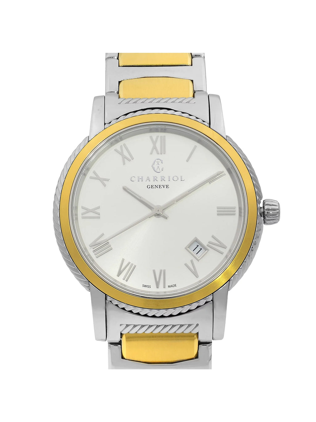P40SY2.931.001 Watch Steel Two Charriol Quartz Silver Dial Men Parisii Tone