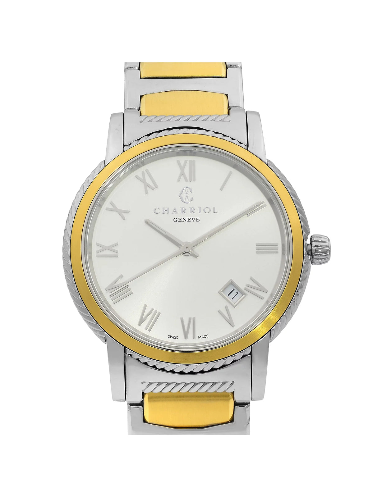 P40SY2.931.001 Watch Steel Two Charriol Quartz Silver Dial Men Parisii Tone