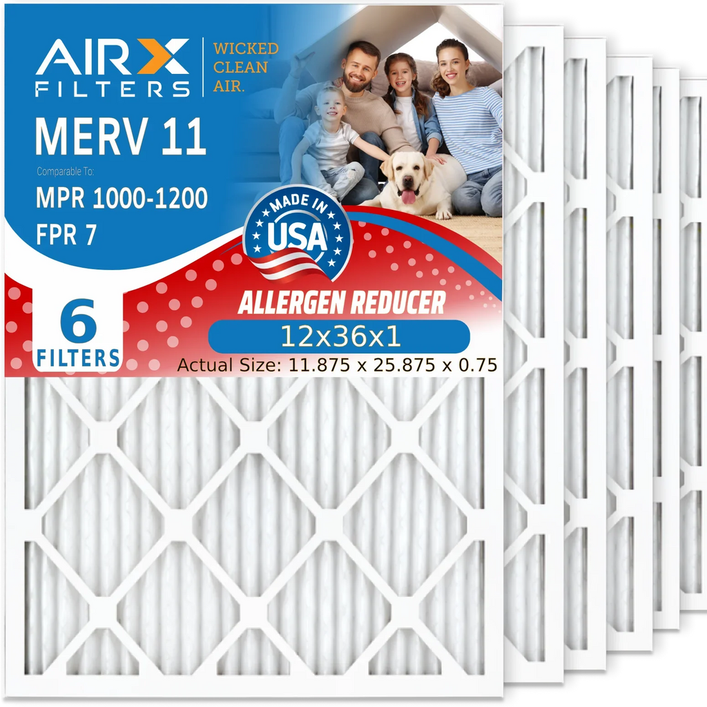 FPR Pleated to USA 7 Filters Premium MPR Electrostatic Comparable 6 Made CLEAN Air WICKED AIR. Air & Pack 12x36x1 Filter MPR AIRX 1200 FILTERS 12x36x1 MERV by Furnace 11 Conditioner Filter HVAC 1000,