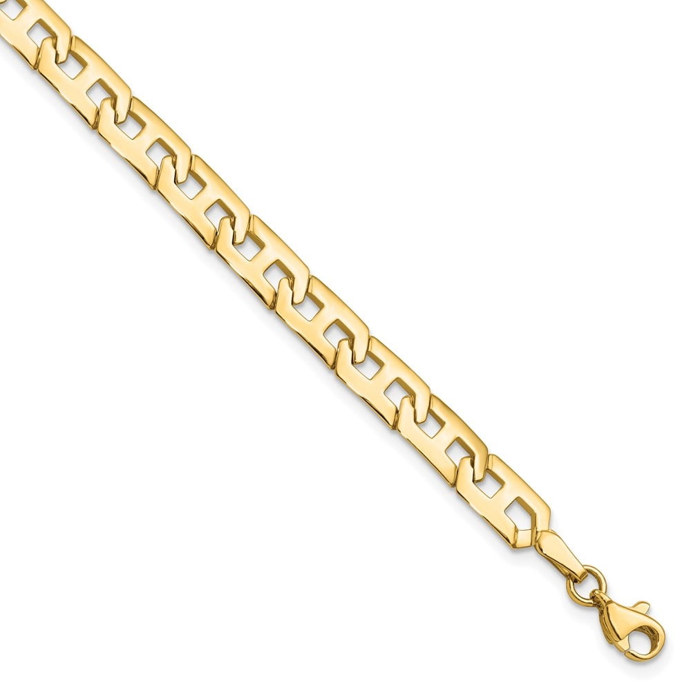 Yellow 14K 7.5inch Link Bracelet Fine Gold Polished Women for Jewelry Fancy Auriga