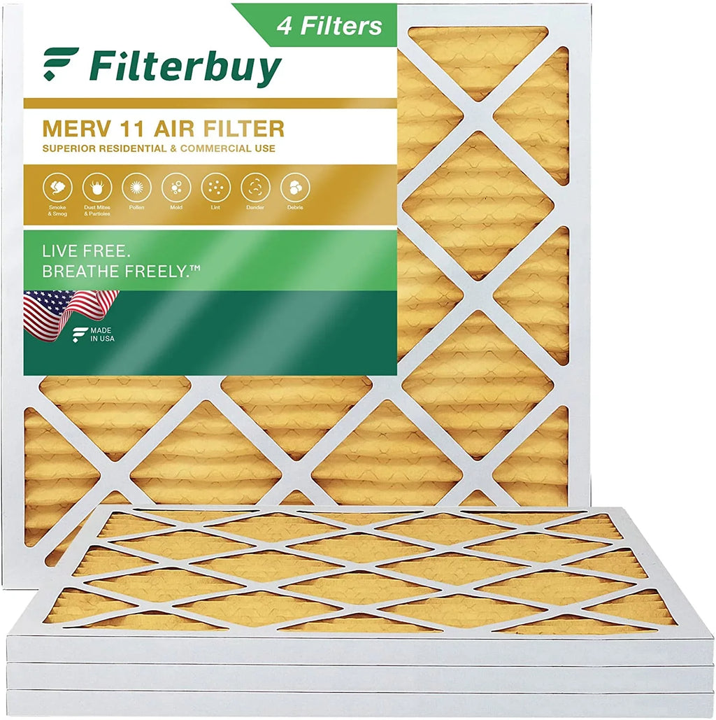 11 MERV Air Filterbuy Furnace (4-Pack) HVAC Pleated Filters AC 25x25x1