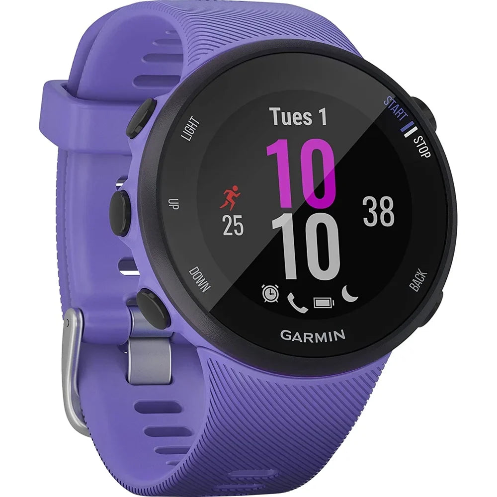 Heart 45S Fitness Daily (Refurbished) GPS Burn) Forerunner Running & Bundle Monitor (Iris) Suite Rate - Garmin (WEYV, Vibes, 010-N2156-01 Restored Wellness With Yoga Smartwatch