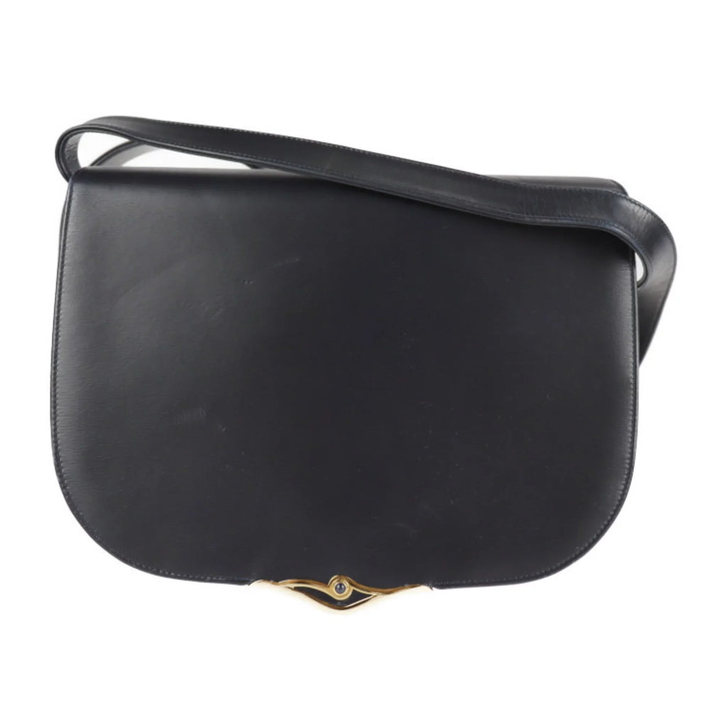 Pre-Owned line calf navy Cartier bag (Good) shoulder 2WAY dark CARTIER clutch leather sapphire