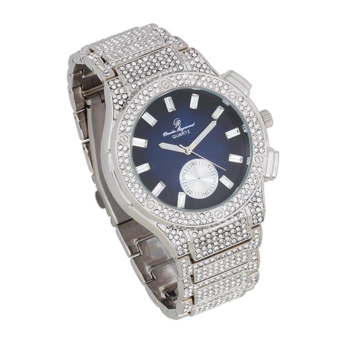 Big Hop Blue Watch SLV MB Inspired Bling Out by ST10311 on - - Rhinestones Men's -C Hip Blast Raymond Charles Iced Timepiece- Diamond