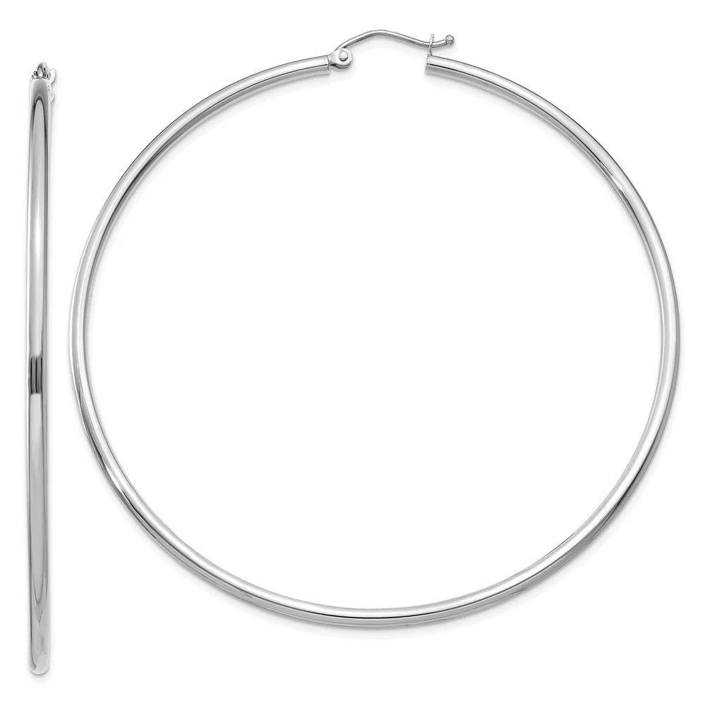 Real and 14kt Men Earrings; 2mm for Hoop Women Gold and White Adults Teens; Tube Polished for