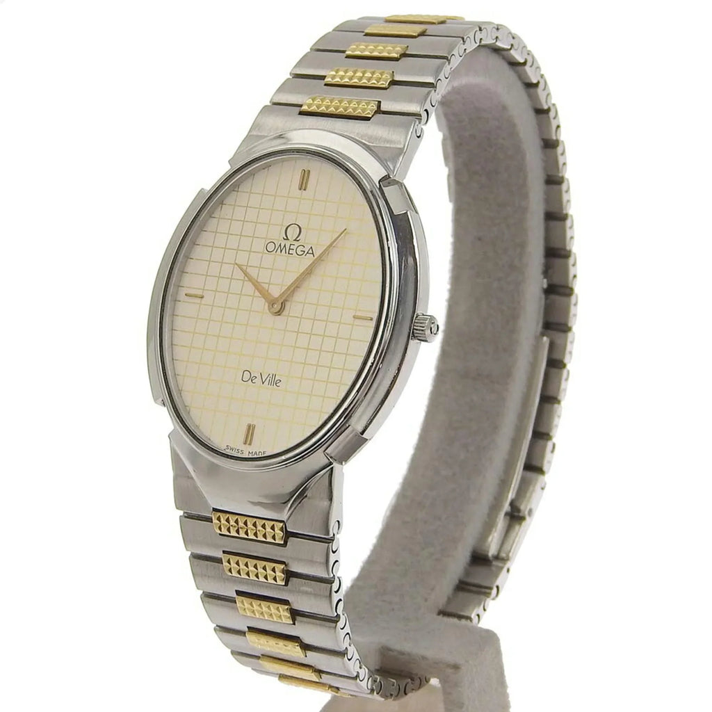 Pre-Owned Quartz Ville Omega (Fair) Silver/Gold De OMEGA Watch Steel Stainless Swiss Dial Boys Silver Made