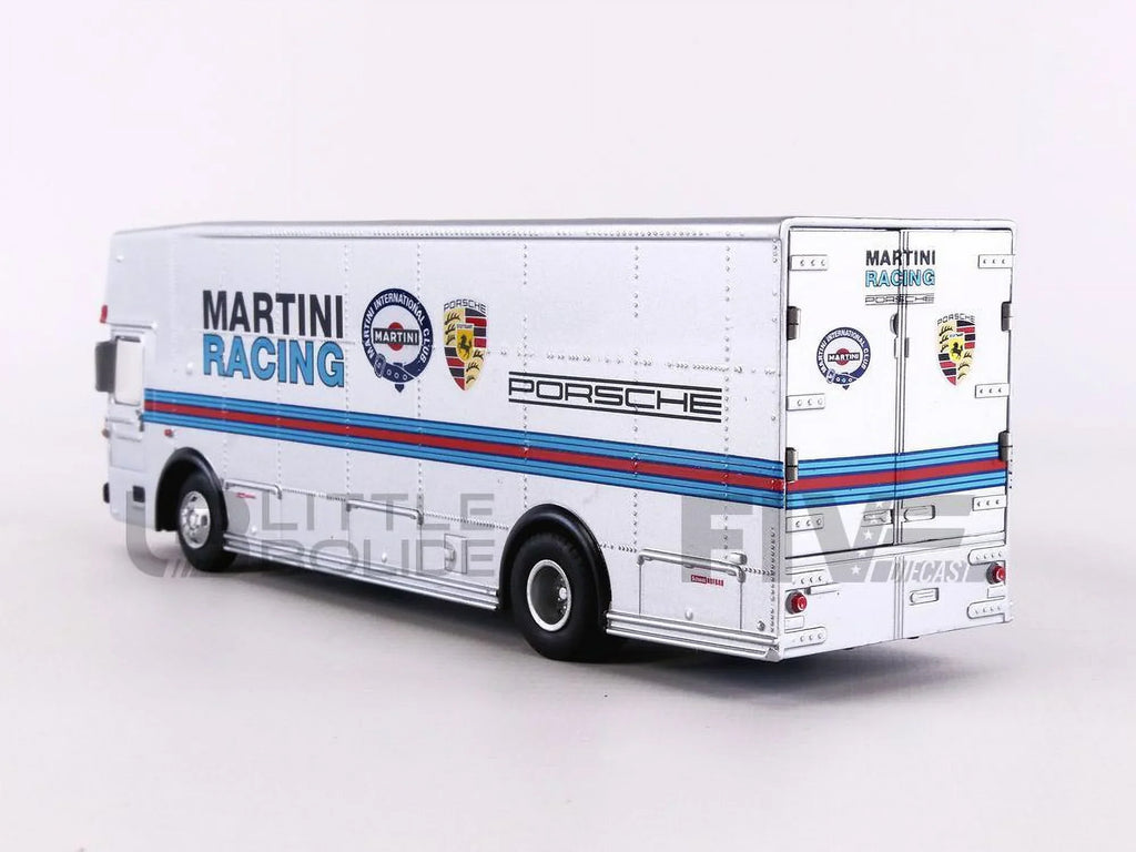 Diecast by Schuco Racing" Race Car Mercedes Stripes Model Benz "Martini Transporter Silver 1/64 with