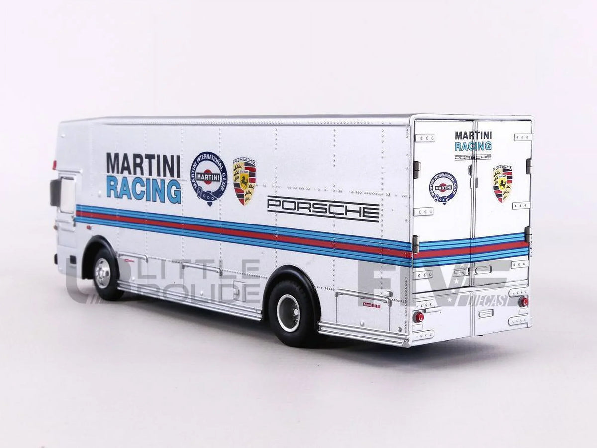 Diecast by Schuco Racing" Race Car Mercedes Stripes Model Benz "Martini Transporter Silver 1/64 with
