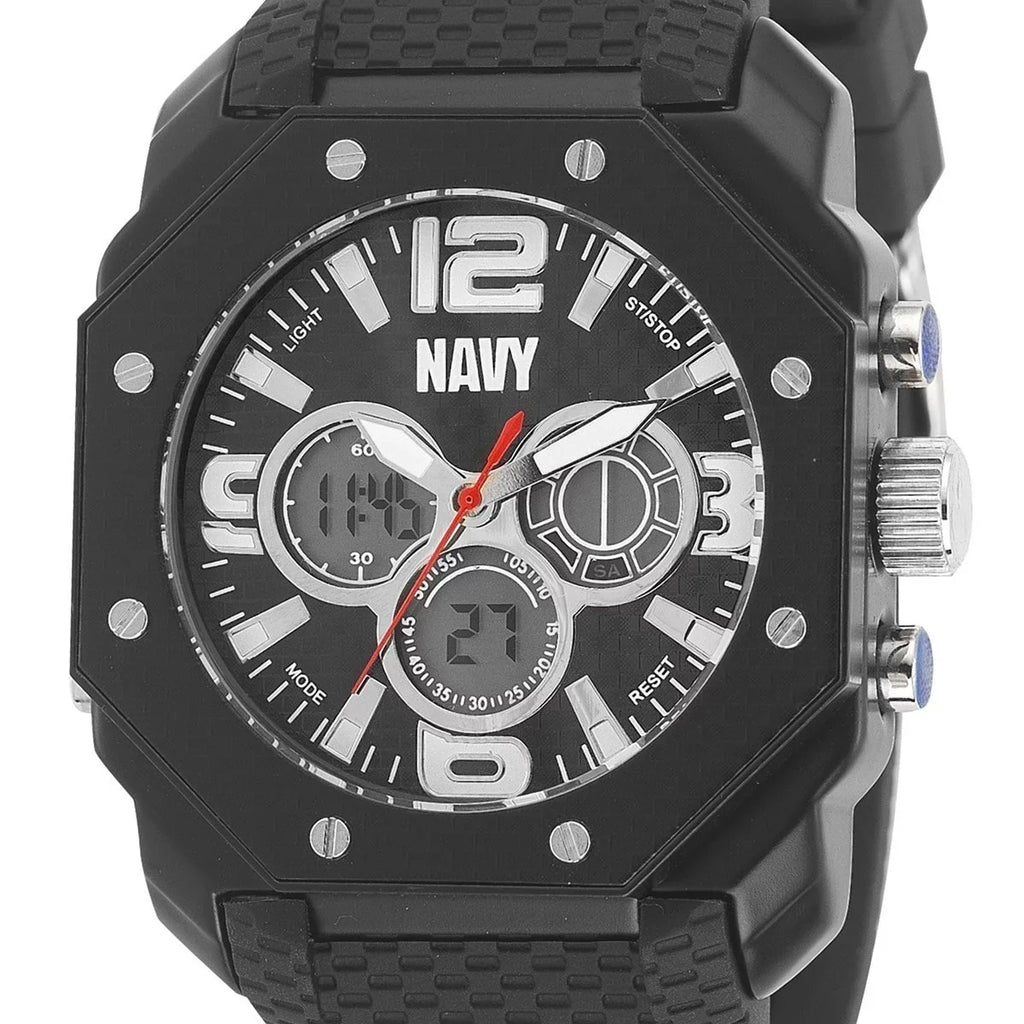 Blk Rubber C28 Dial Watch, Navy Blk Strap US &