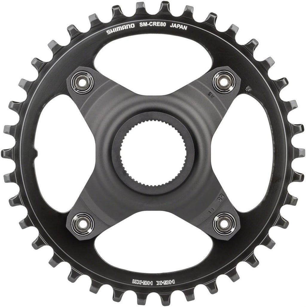 Chainline, 55mm Shimano Without Chainguard, SM-CRE80-B STEPS Chainring Black 38T -