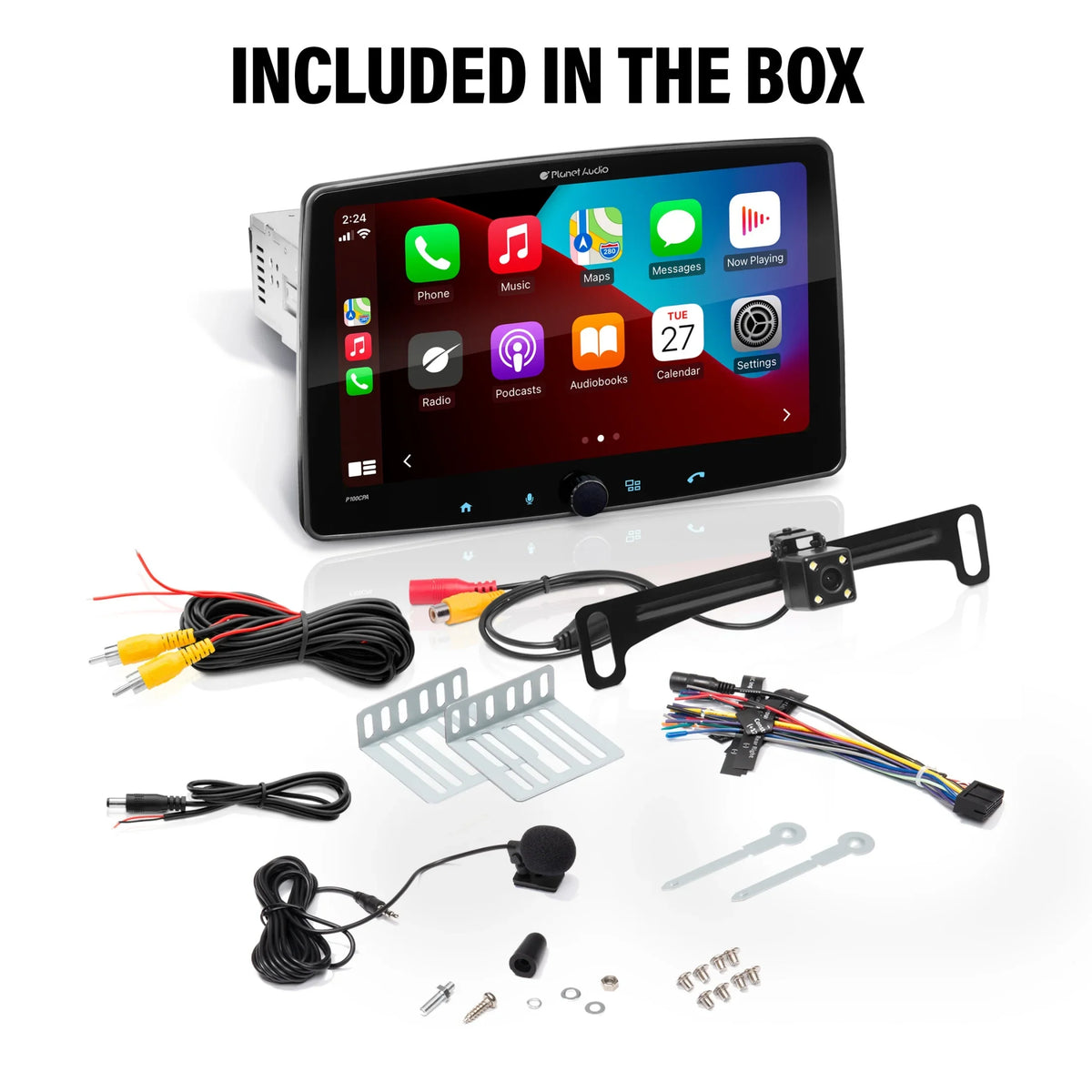 Camera Stereo AM/FM No Din, Auto, Bluetooth, Android CD Apple Backup - Touchscreen, Inch Radio Single CarPlay, Car Receiver, P100CPAC DVD Audio Planet Player, 10.1