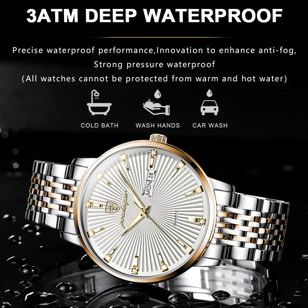 Watch Waterproof Male Thin Luminous Business Steel Men Date&Week POEDAGAR Gift Luxury Watches Ultra Stainless Quartz Men's Clock