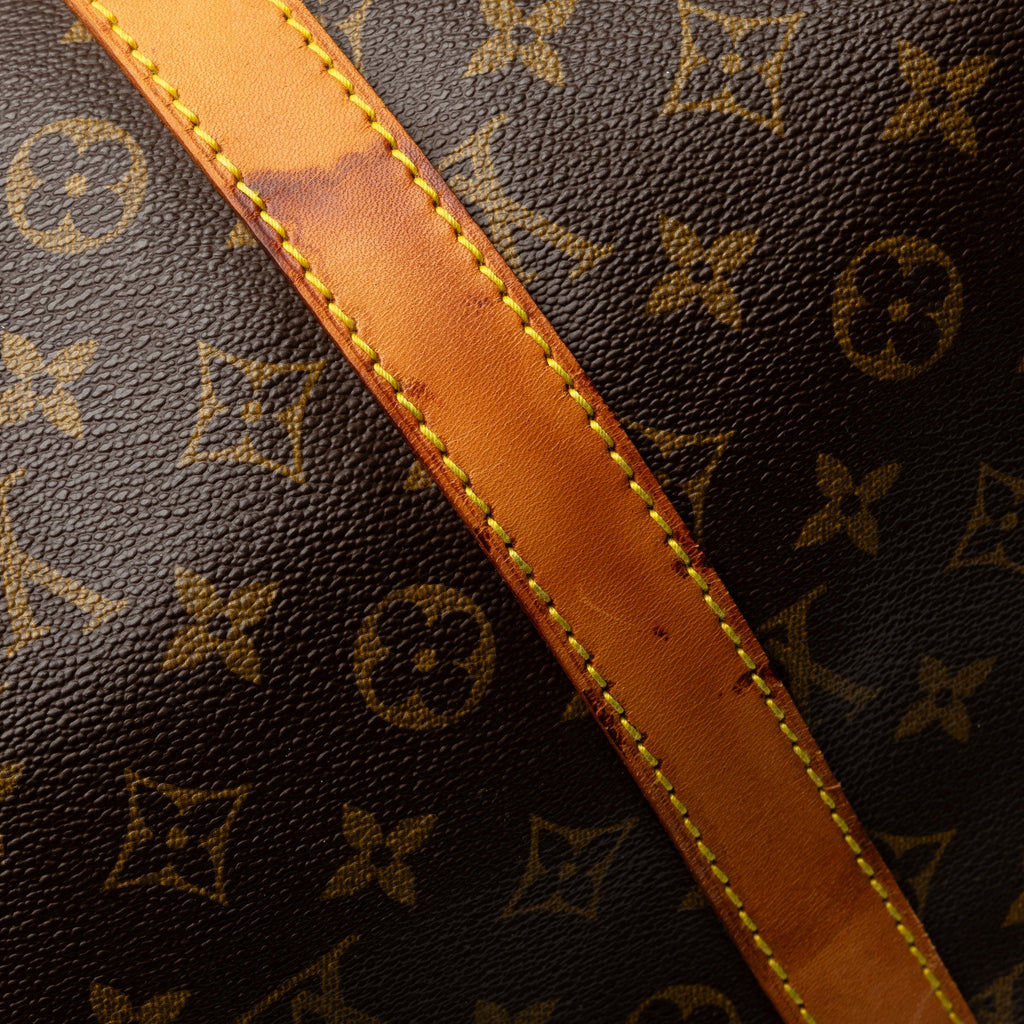 55 Authenticated Vuitton Louis Unisex WeekenderBag Monogram Keepall Brown Pre-Owned Travel Bag (Good) Canvas
