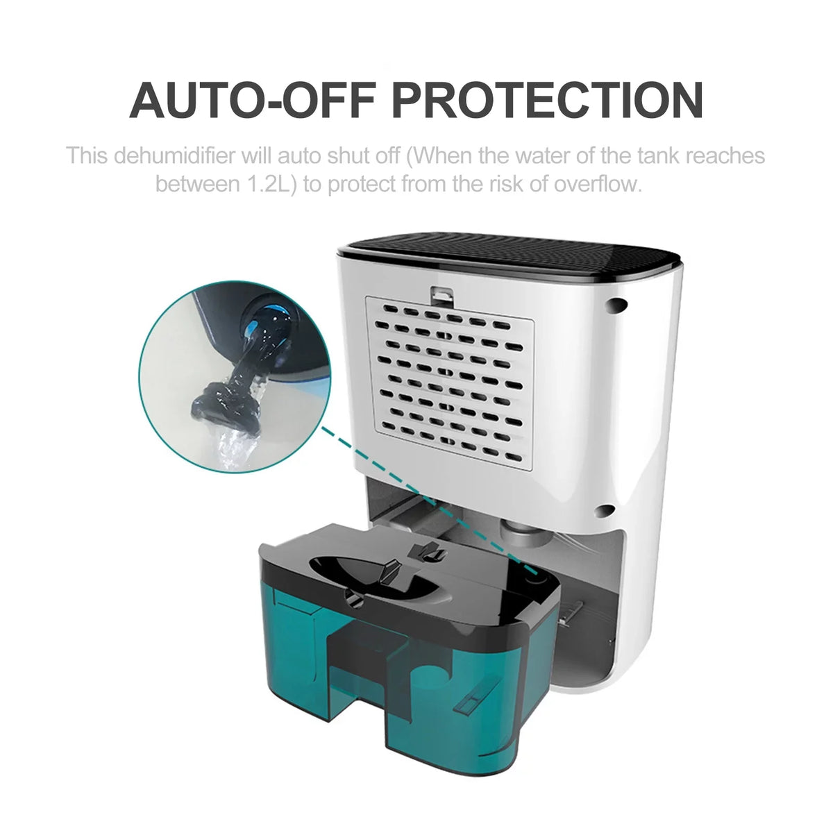 Control Sq. Dehumidifier Ft 1200mL Garage for Humidity Home 215 RV Bedroom Dehumidifier Basements Wardrobe to Protection Auto-off Small Portable