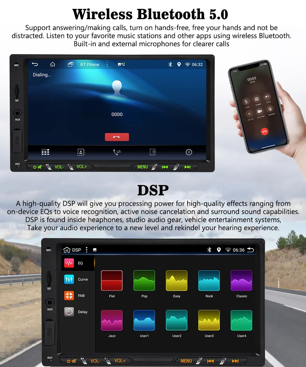 Android Wireless Auto Car 7 Apple WiFi Mirrorlink IPS GPS with Camera Screen Double Car Core Octa Inch Touch Carplay Stereo Backup Din Navigation Bluetooth Android DSP Radio G+G 11