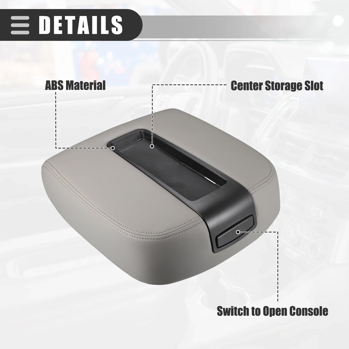 Center Armrest Console 2007-2013 No.19328717 Gray Cover Chevy 2500HD 1500 for 3500HD Silverado Lid