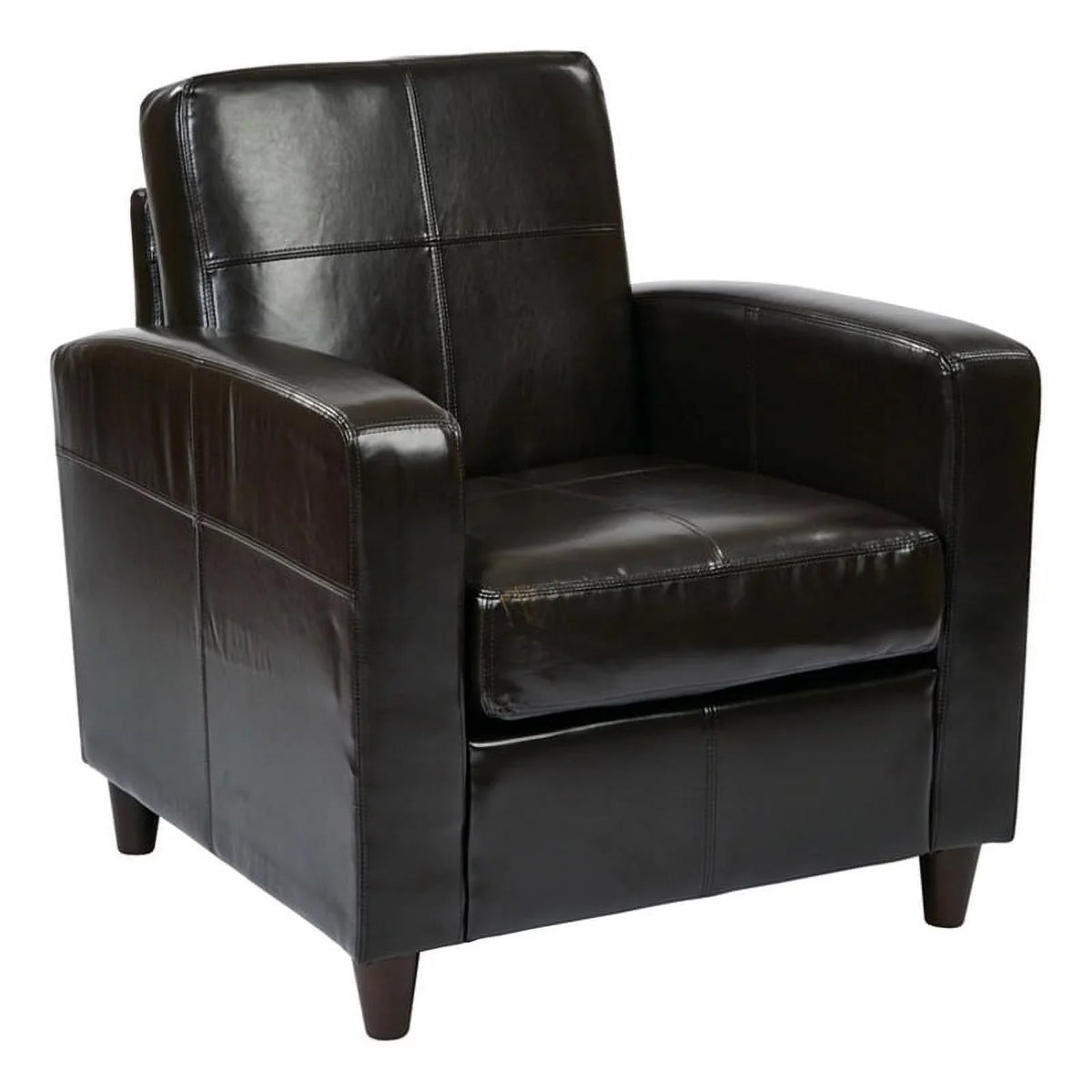Atlin Faux in Transitional Leather Upholstered Club Espresso 18'' Chair Designs