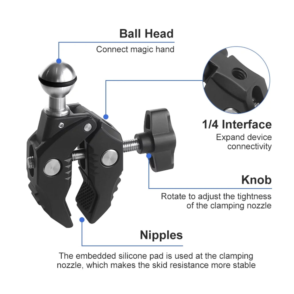 Ball AKASO, DJI, Camera Load Aluminum Handlebar - Capacity, with Head, 11/10/9/8/7, Adapter, Compatible Insta360 Bicycle Rotatable Hero Mount Dual Clamp 1.5kg Alloy Adapter,