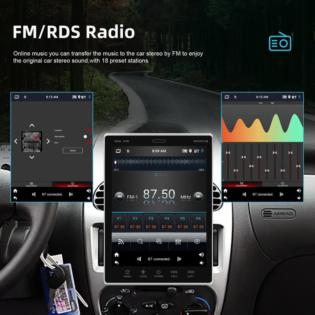 Suppport Camera Stereo 2Din Car 9.5Vertical Bluetooth screen Radio Radio Receiver WIFI Rear GPS FM