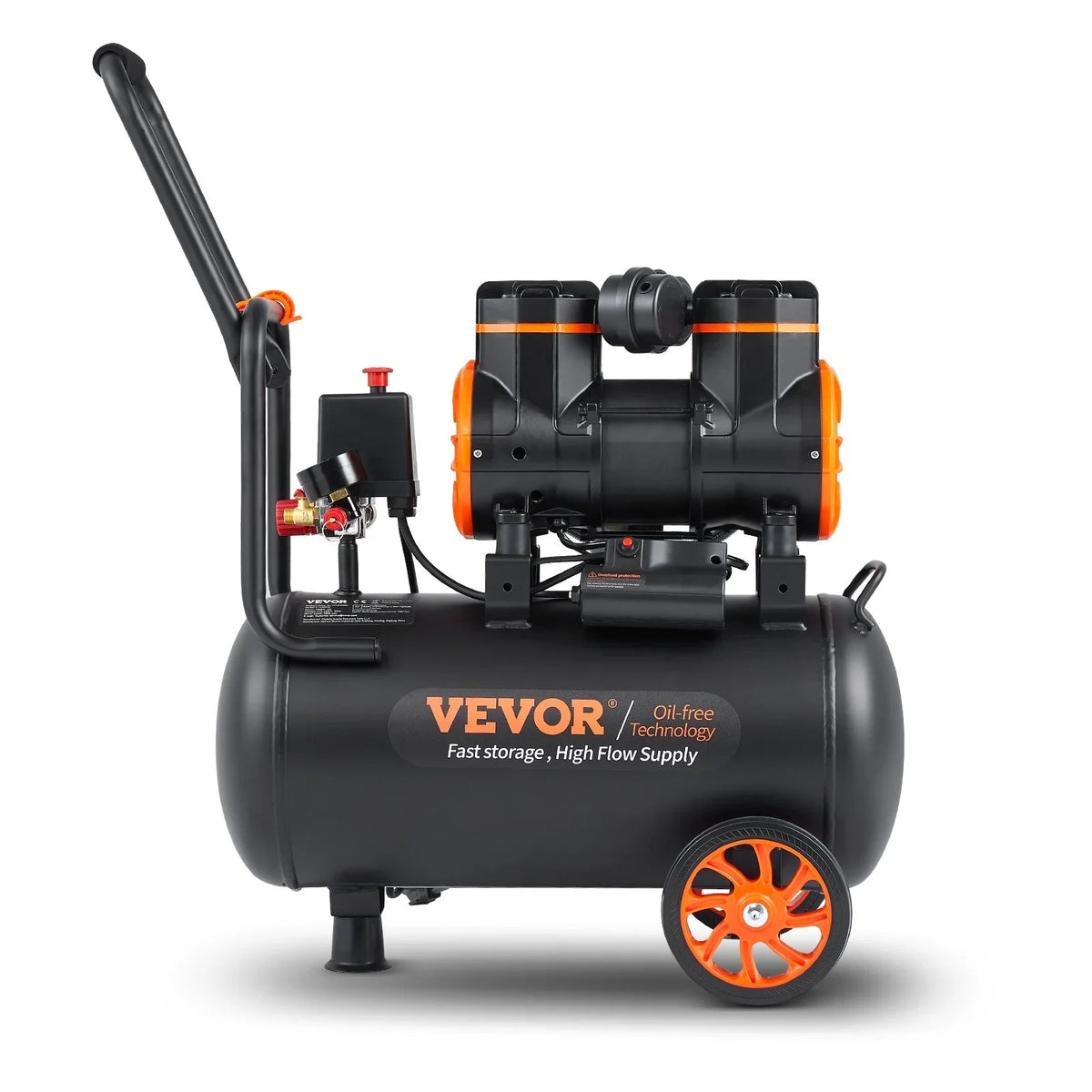 Ultra 90PSI, CFM Quiet 6.3 VEVOR Oil-Free, 1450W, dB @ 70 Compressor, Air Gallon, 3.35