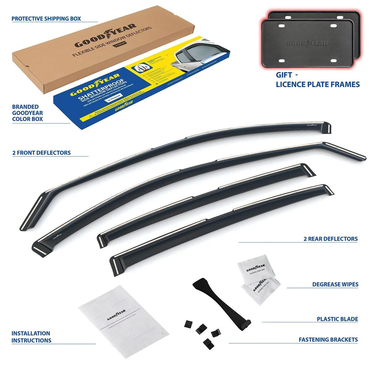 GY007801 pcs in-Channel Nissan Guards, Vent Window Car 4 Accessories, for Visors Goodyear Deflectors Cars, Window Shatterproof Deflector, - Rain Altima for 2019-2024,