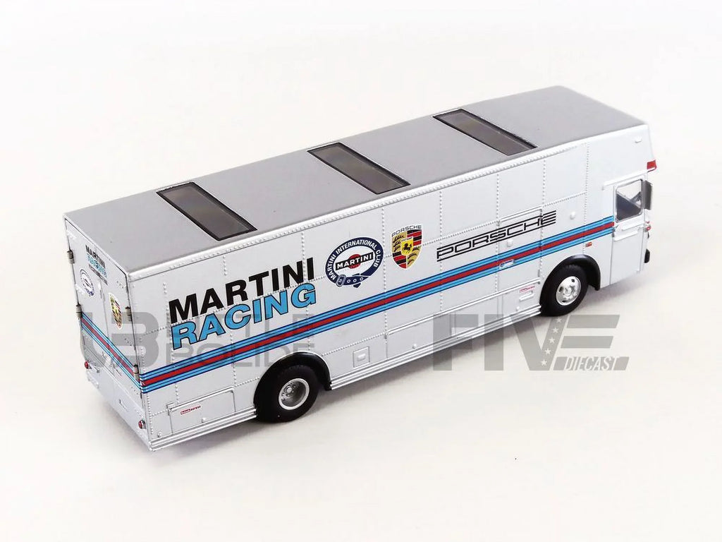 Diecast by Schuco Racing" Race Car Mercedes Stripes Model Benz "Martini Transporter Silver 1/64 with