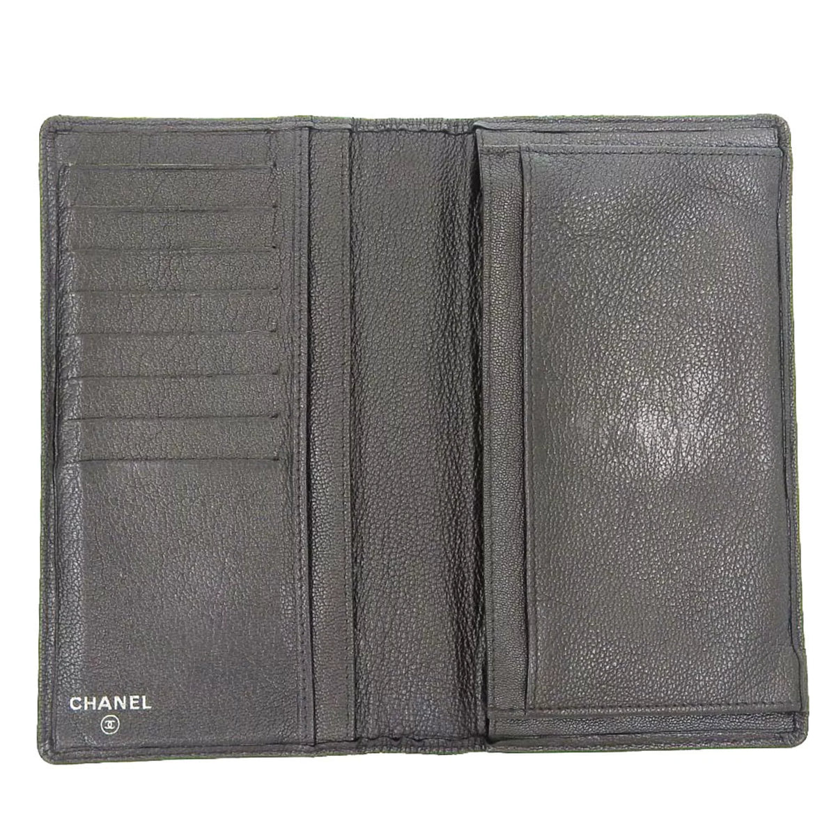mark gray bi-fold Chanel CHANEL metallic seal 11 here long lambskin (Fair) with No. wallet Pre-Owned