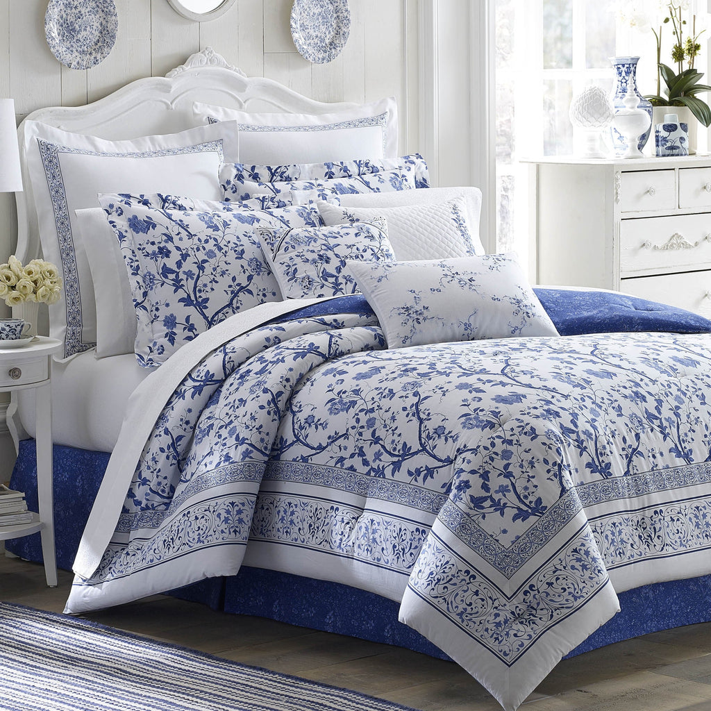 Charlotte Blue/White Count D Charlotte Perfect Living Laura (Pack Pillow, Decorative (16" cor, Decorative Throw Room 1 Premium Collection Home Designer 1), of Bedroom and Quality, 20") x for Blue/White Ashley Pillow Throw Pillow