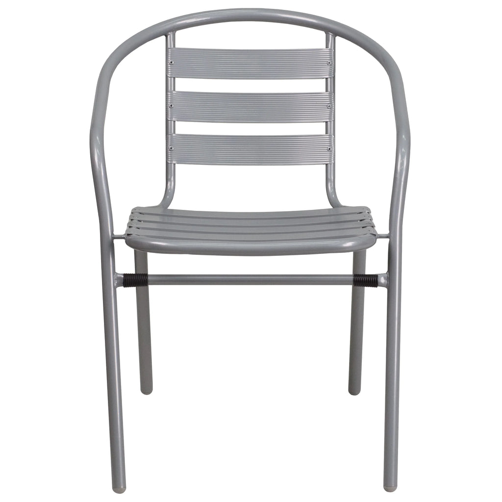 Slats Stack Restaurant Pack Chair Flash Metal Silver Aluminum 4 with Furniture