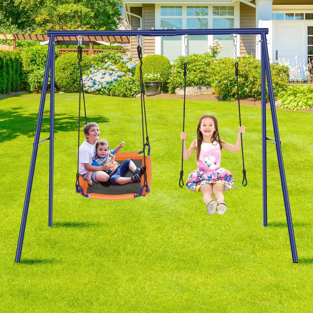 with Set 2-in-1 1Saucer Kids Outdoor 1Belt Swing Swing Swing Sets & Seat, Adjustable Set 440lbs Backyards, for with Swing Qhomic Swing Seat