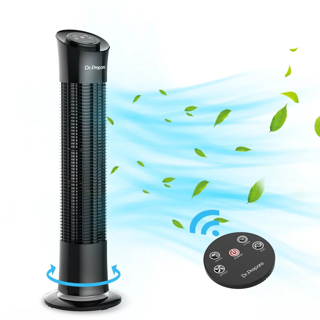 Fan，Portable 30’’ w/Remote/3 Timer Floor Home/Office for Dr. Oscillation Fans Tower Speeds/7.5h Stand Prepare