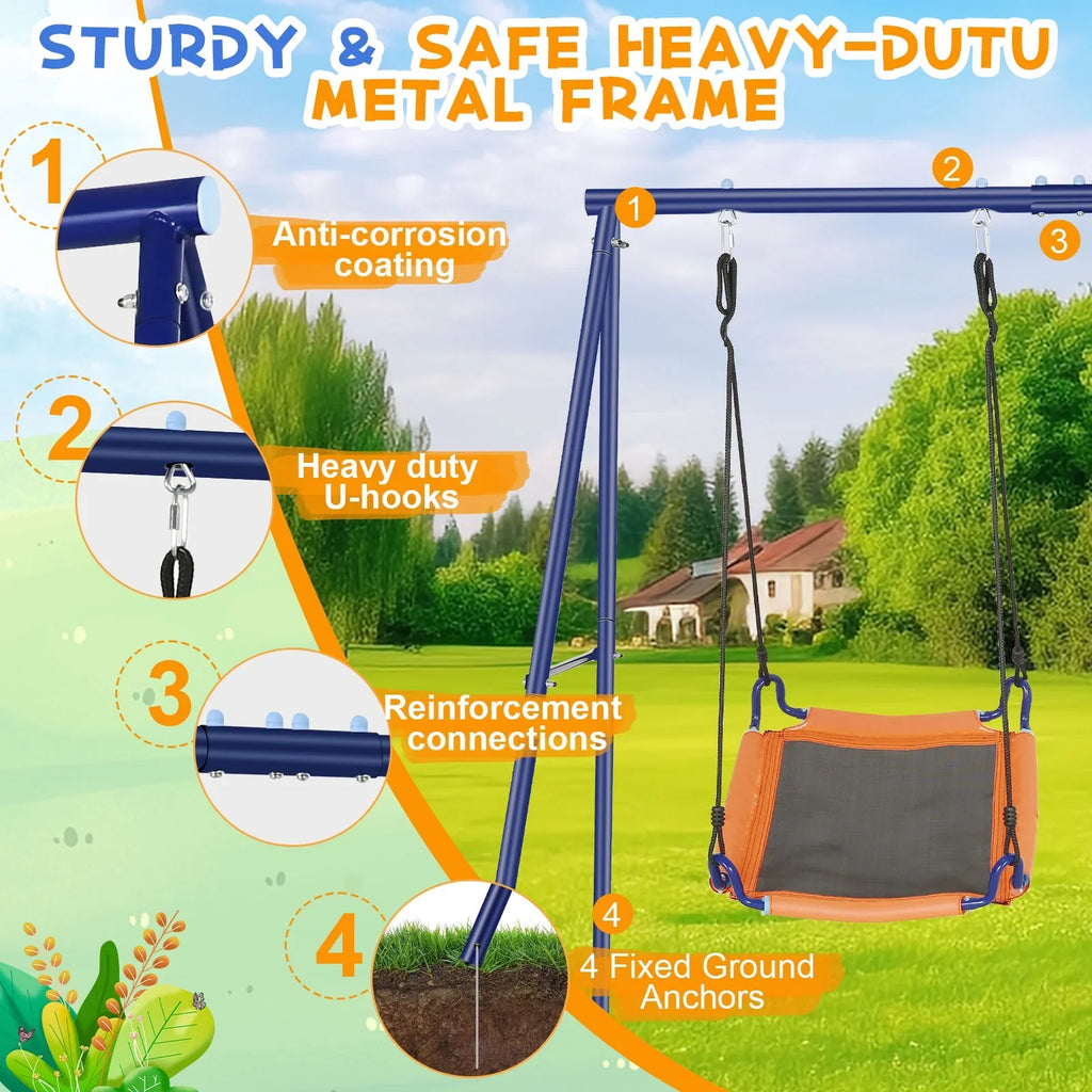 with Set 2-in-1 1Saucer Kids Outdoor 1Belt Swing Swing Swing Sets & Seat, Adjustable Set 440lbs Backyards, for with Swing Qhomic Swing Seat
