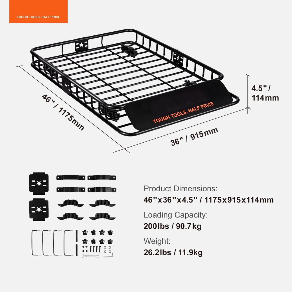 Capacity Truck Rack Car for BENTISM Holder Heavy Cargo 46"x36"x4.5" Duty LBS Basket Roof SUV 200 Top