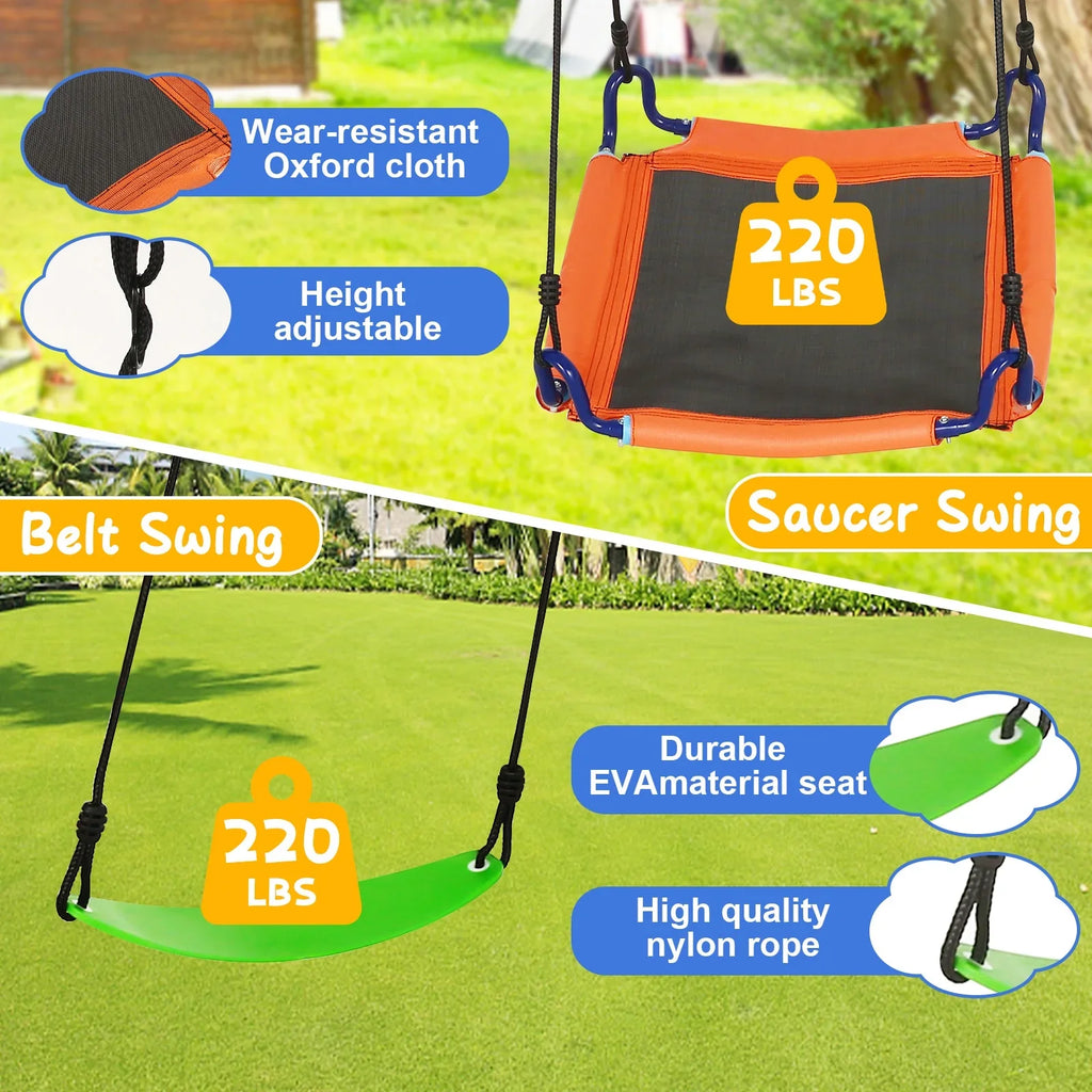 with Set 2-in-1 1Saucer Kids Outdoor 1Belt Swing Swing Swing Sets & Seat, Adjustable Set 440lbs Backyards, for with Swing Qhomic Swing Seat
