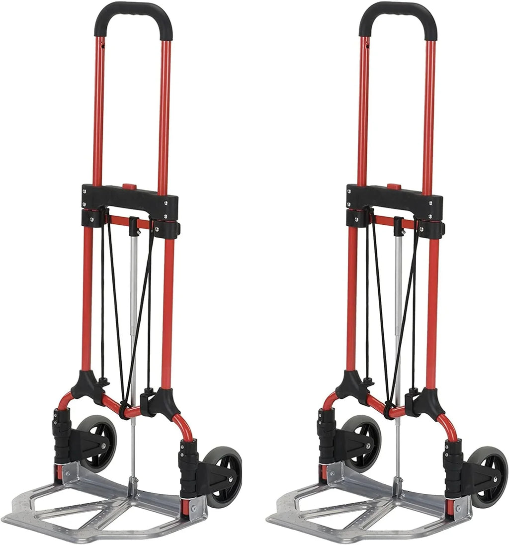 Folding Luggage Cart W/Telescoping Personal Pack) Silver/Black Steel (4 Hand Truck MCI 160Lb Handle, Capacity