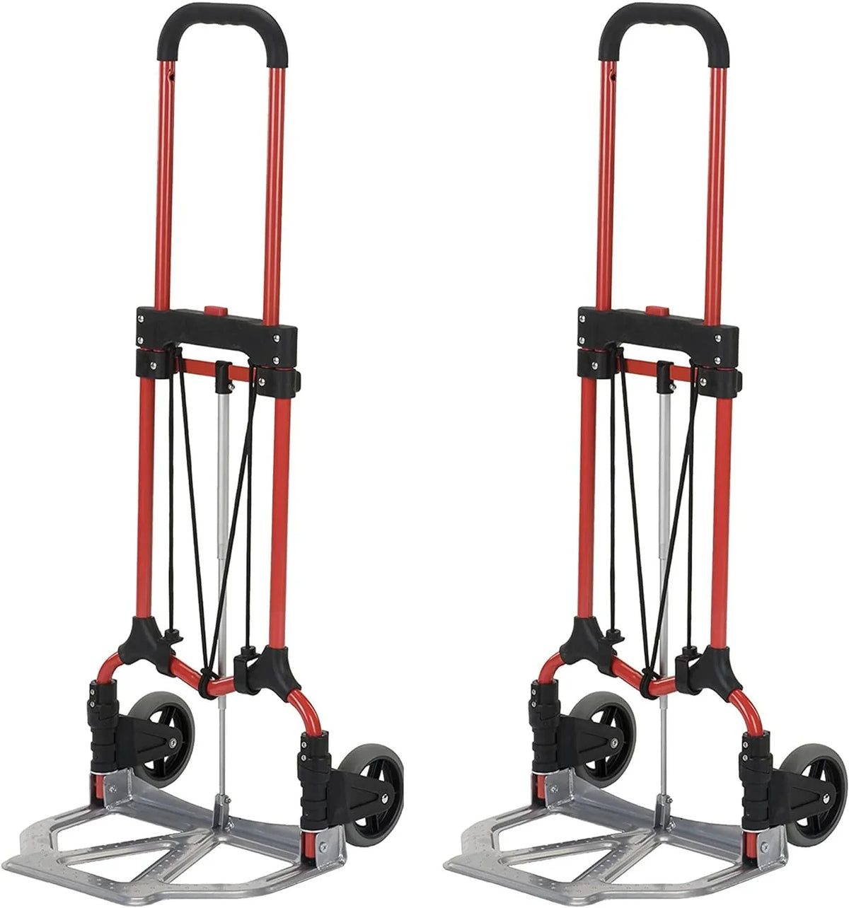 Folding Luggage Cart W/Telescoping Personal Pack) Silver/Black Steel (4 Hand Truck MCI 160Lb Handle, Capacity