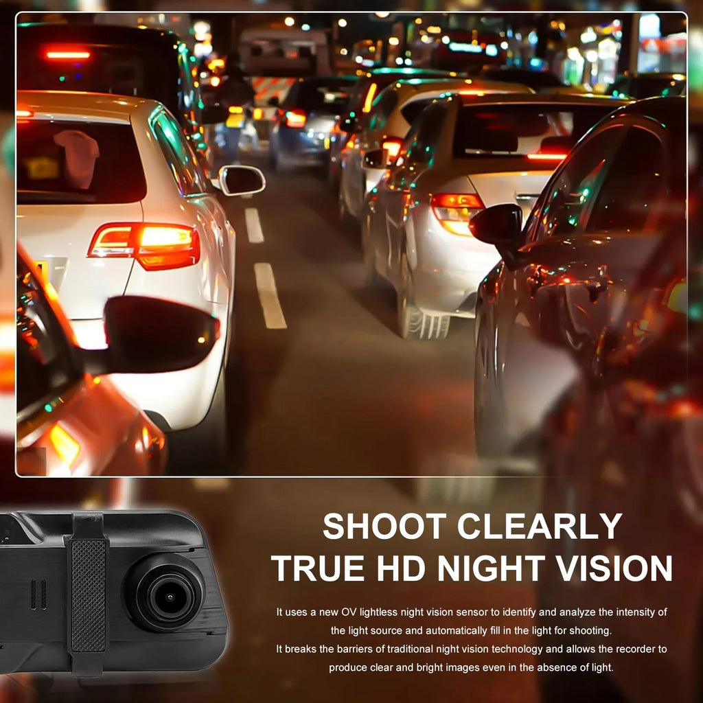 1080P HD 170°Wide Camera Cam IPS Dash Front Full 10Inch for 24H Rear, Screen Vision, 32GB Angle, Card, Parking WDR, Dash Cars, Night Free Mode