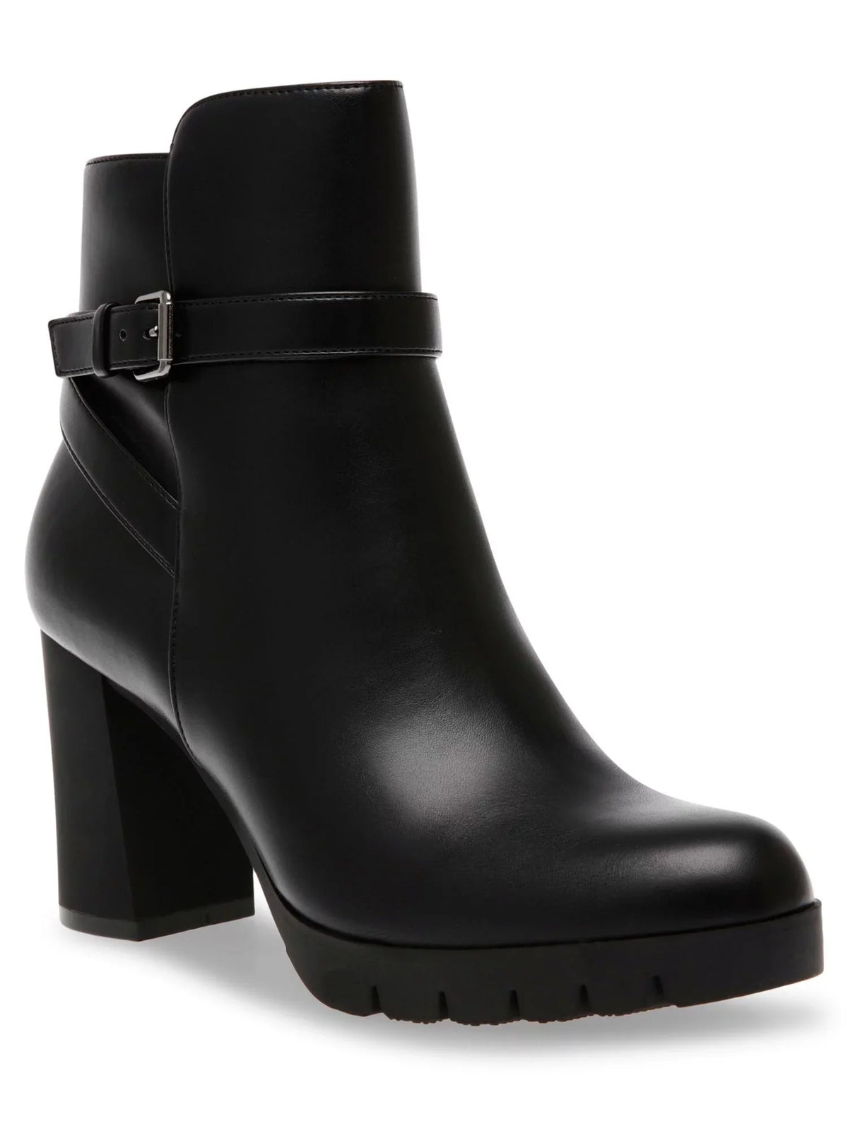 6 Zip-Up Buckle ANNE Heel Dress M Cushioned Block Black Booties Womens Accent Heidi Toe KLEIN Round