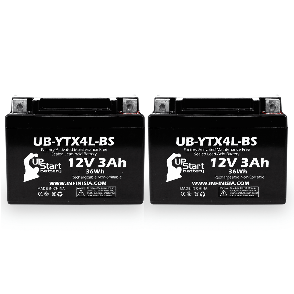 Quest Battery Factory (Can-Am) DS90, 3Ah, Replacement DS90F, UB-YTX4L-BS - 2-Pack Activated, Maintenance ATV Free, 90CC 12V, Bombardier 2008