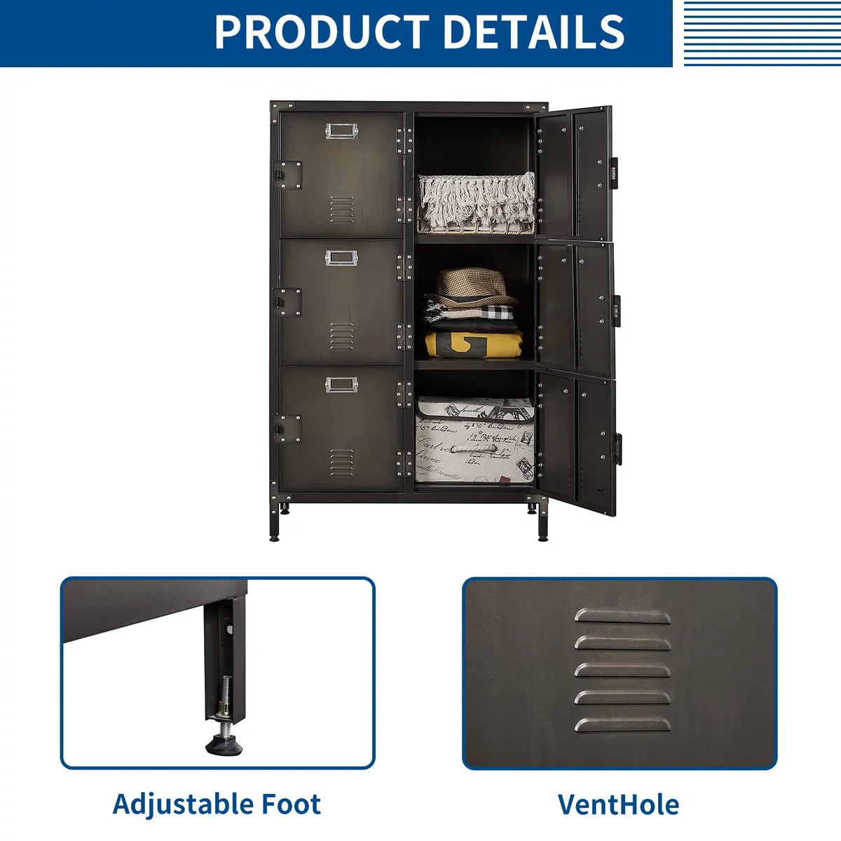 Cabinet Steel 2 Metal for Storage STANI with Locker Steel Shelf Students Storage Bedroom ,Office Gym Locker 47.3" Locker Cabinets School Metal Employees