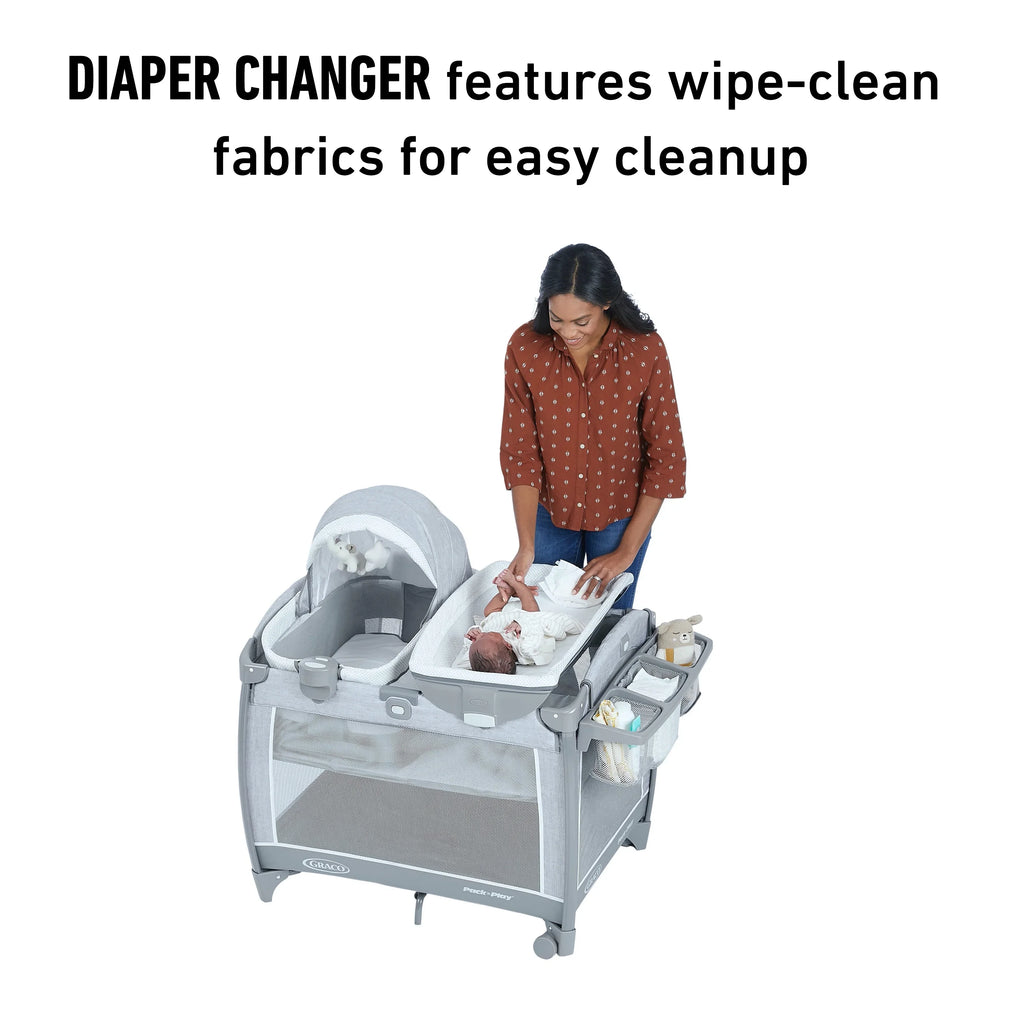Play Flat Playard,Grey, Deluxe Pack Unisex Bassinet 'n Graco Day2Dream