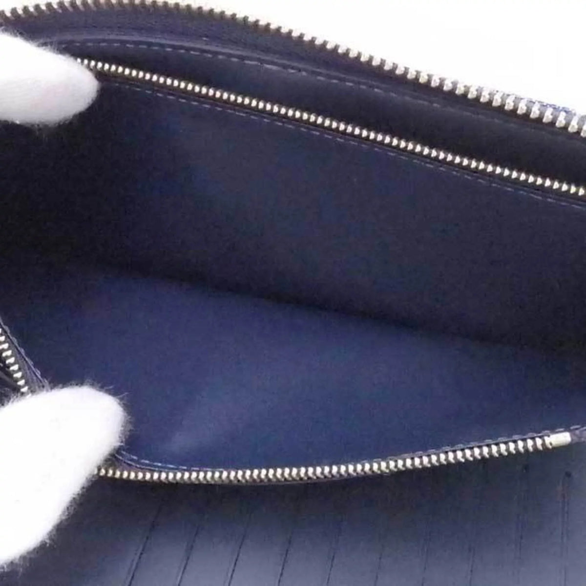 Navy Vuitton M81107 LOUIS Leather/Monogram Zippy VUITTON Round Denim Pre-Owned (Good) Wallet Long Zipper Louis Vertical Unisex Monogram x Blue