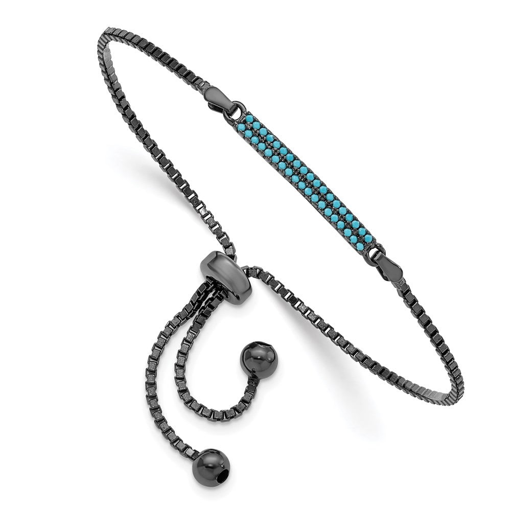 925 Women Black-Rhodium Adjustable for Jewelry Dyed Silver Sterling Auriga Bar Howlite Bracelet Fine