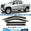 Window Silverado/GMC 419160 Compatible with Tape-on 2019-2024 Cab, Accessories, 4pcs- Chevrolet Rain Window CLIM Guards 1500 Sierra Visors, Durable Vent Deflectors, Incredibly ART (Chevy) Truck Crew