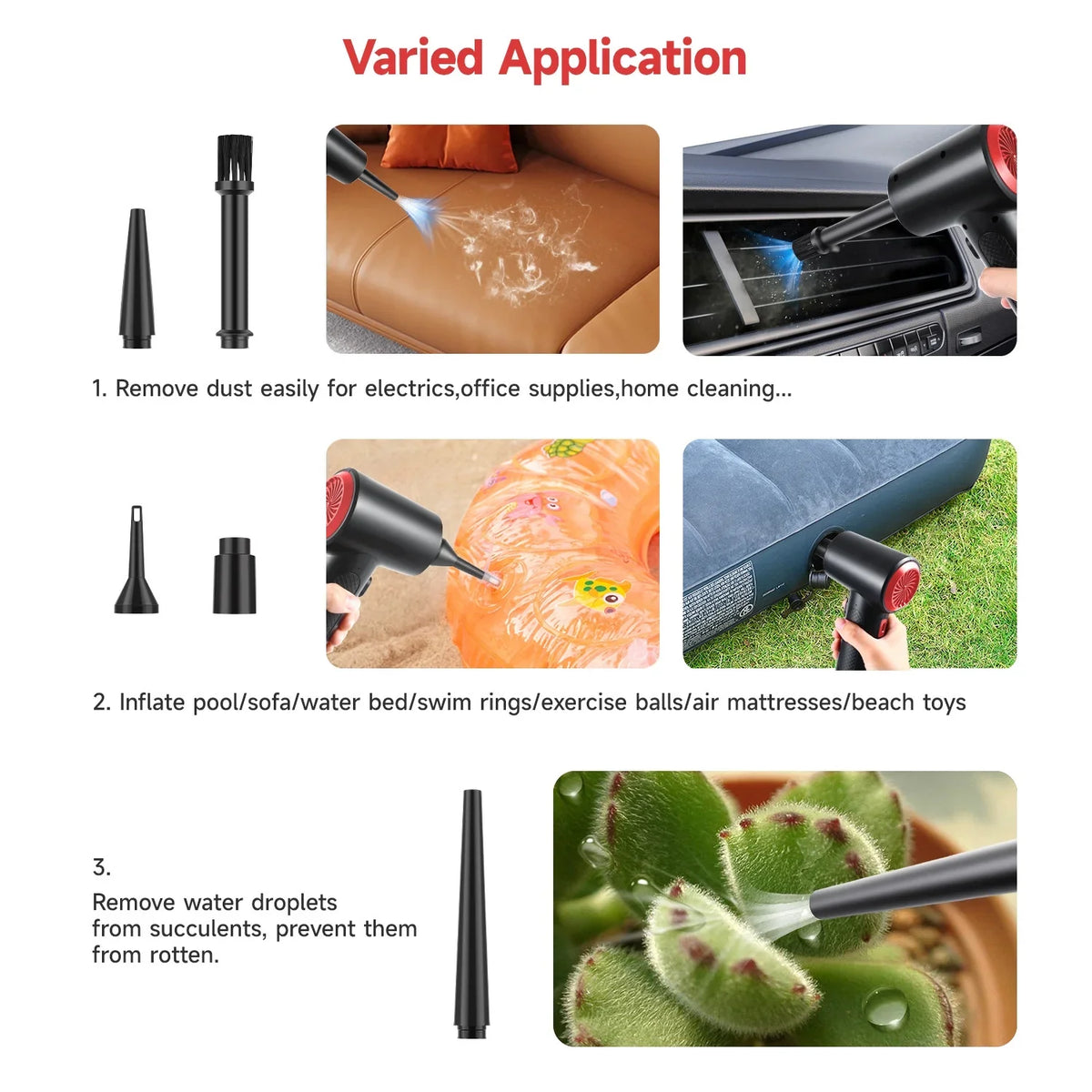 Keyboard Cleaner Computer Swimming Air Dust Compressed LED 51000RPM with Electric Light 3 Duster Pump Pool, for Cordless OTAO Air -Multi-use Speeds Can,Air Electronics Off, Inflate Blower Air Replace