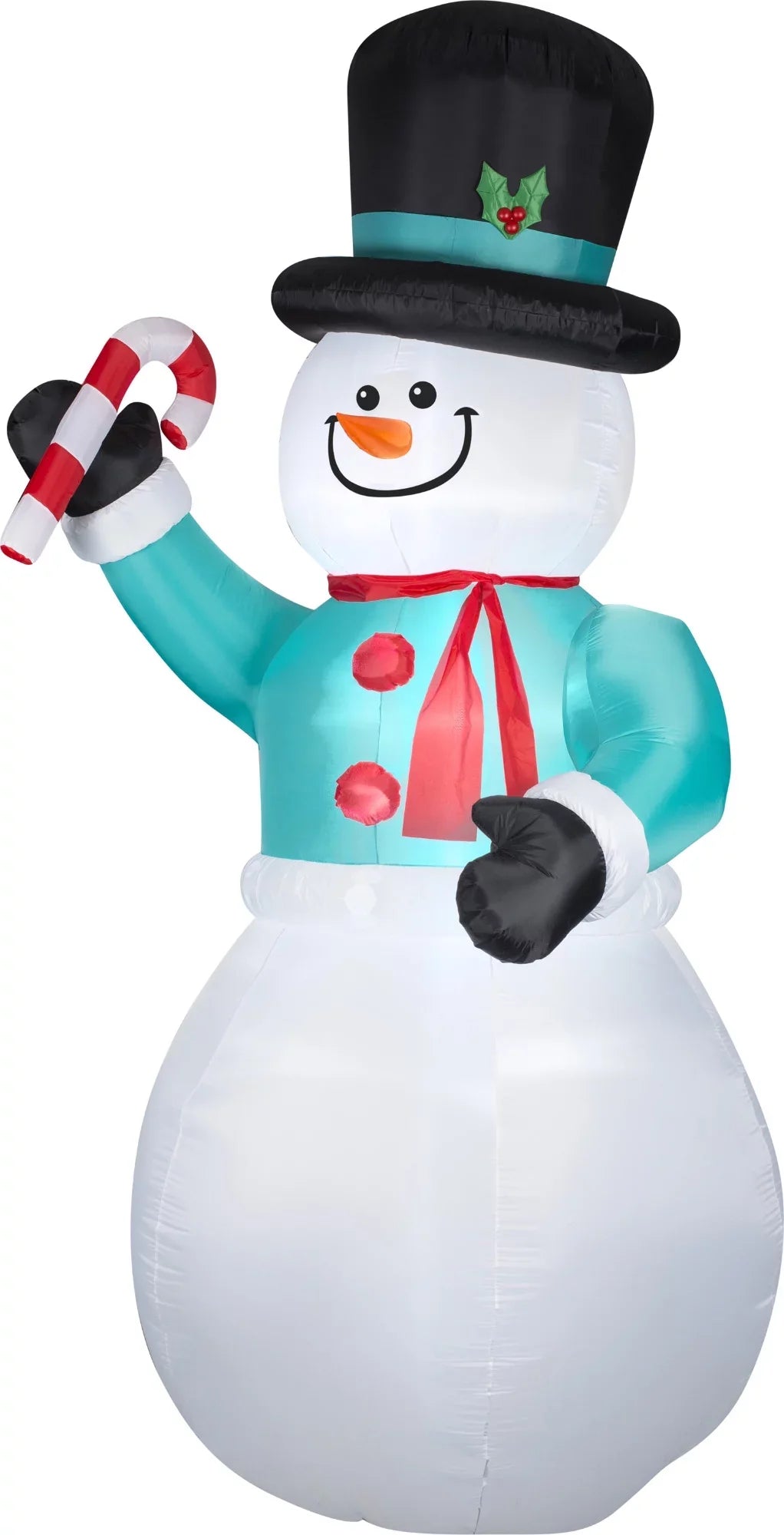 Candy Airblown Decoration with Cane Christmas Snowman