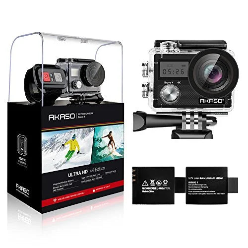 4K Full (Black) Waterproof Brave Sports Camera AKASO with Action Wi-Fi 20MP HD 4